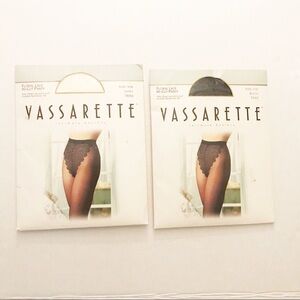 VASSARETTE FLORAL LACE HI CUT PANTY PANTYHOSE S/M